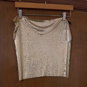 Windsor Shimmering Chainmail Gold Mini Skirt